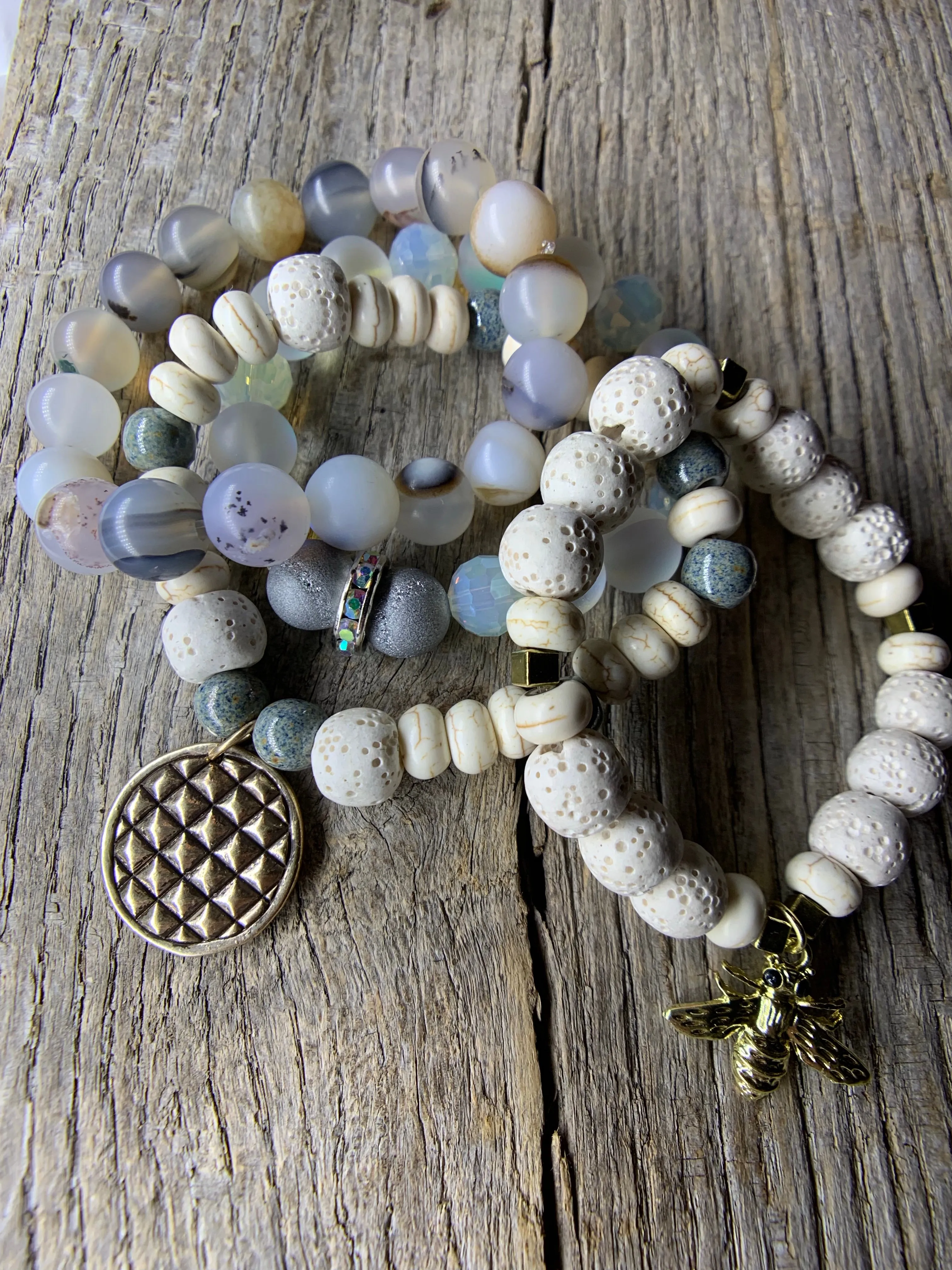 Marine Chalcedony Beaded Bracelet