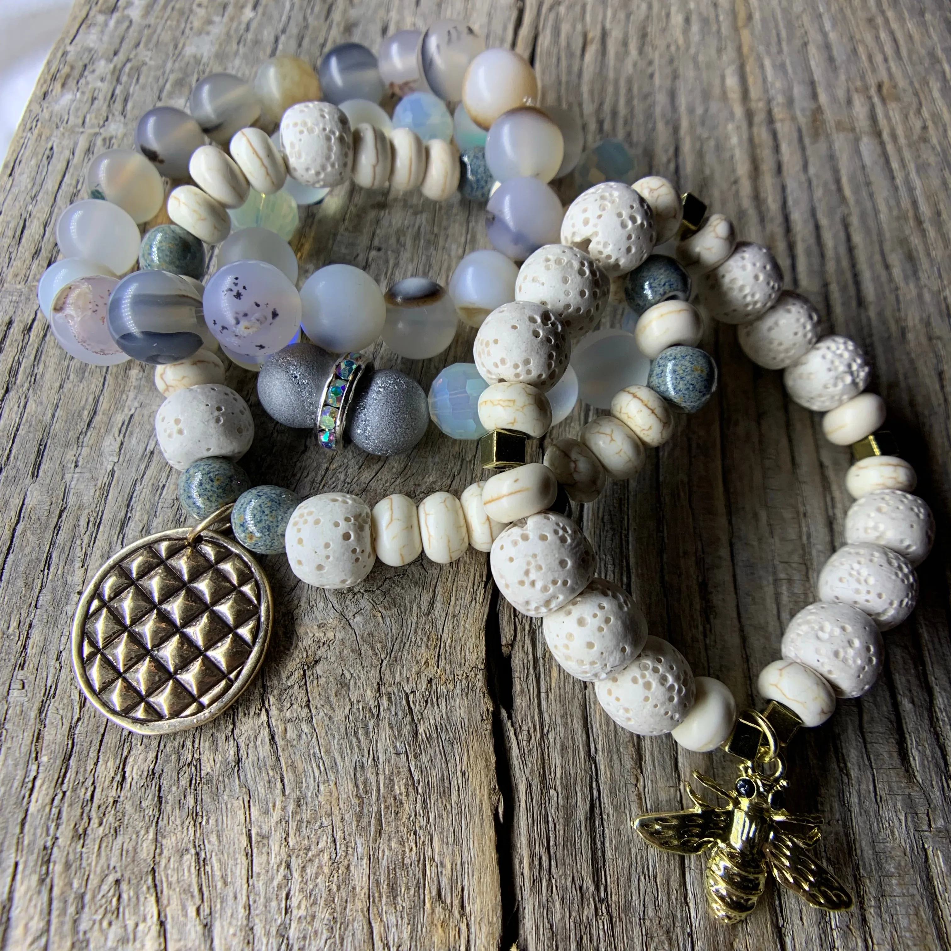 Marine Chalcedony Beaded Bracelet