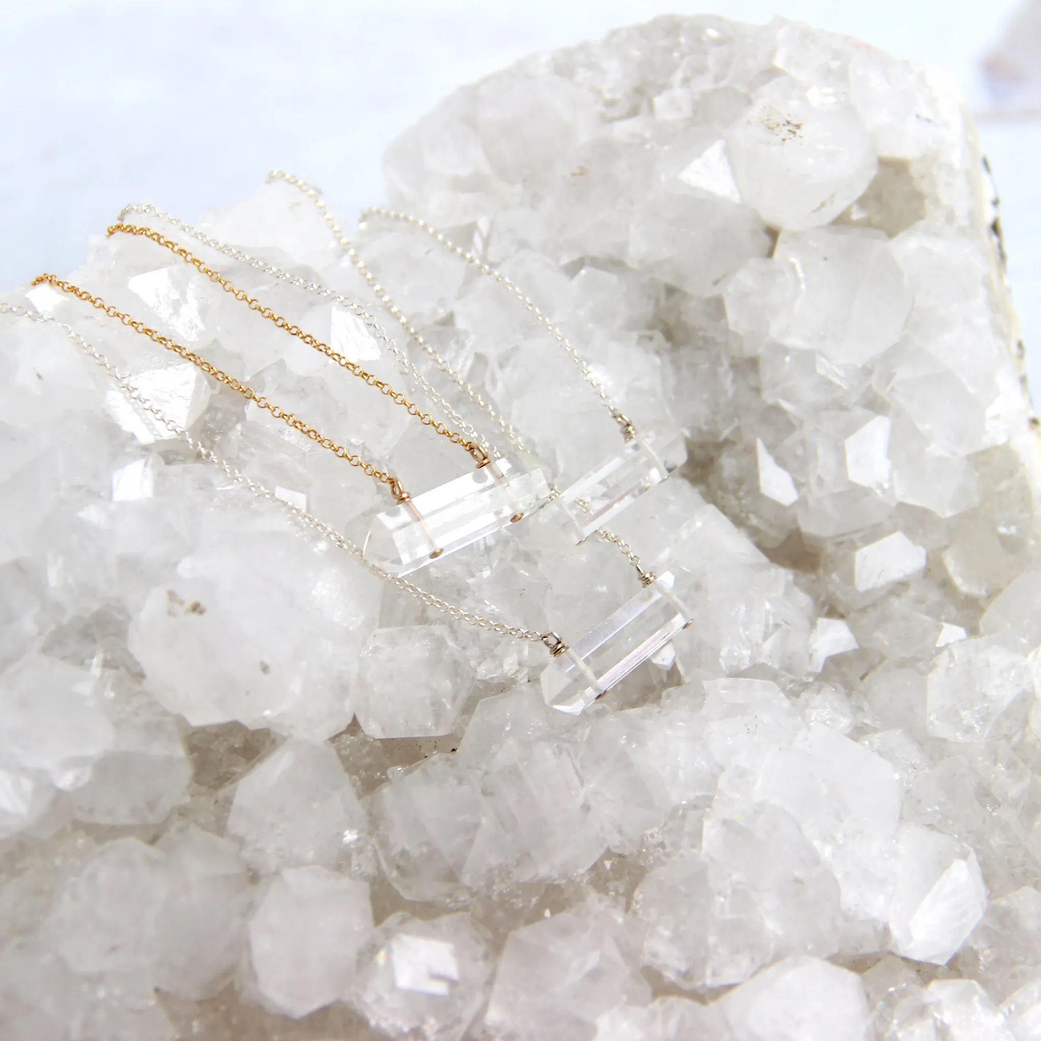 Master Healer Double Terminated Point Necklace | Gold