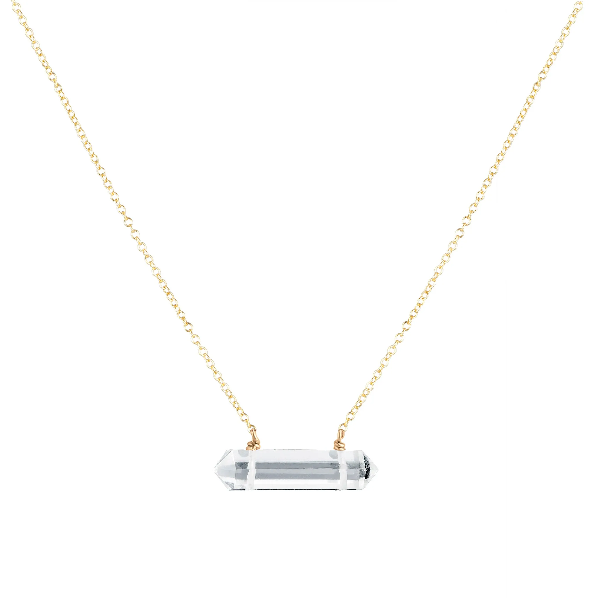 Master Healer Double Terminated Point Necklace | Gold