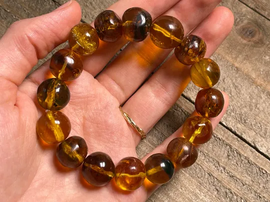 Mexican AMBER Crystal Bracelet - Beaded Bracelet, Handmade Jewelry, Healing Crystals and Stones, 48438