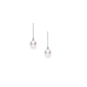 Mikimoto 18K White Gold 7mm Pearl Dangle Earrings