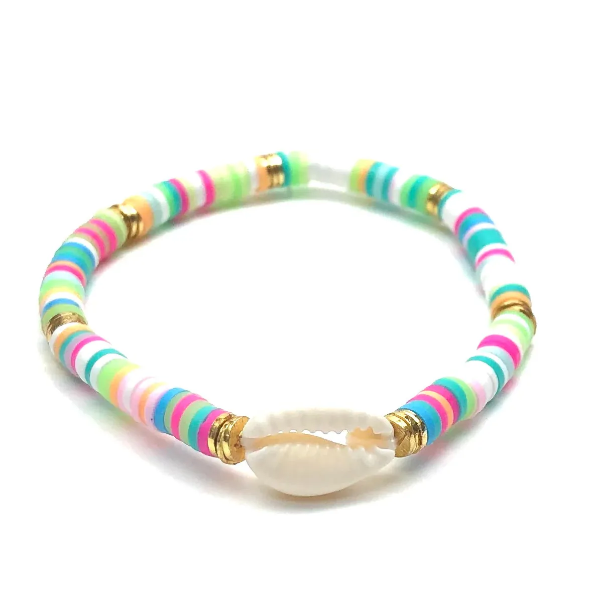 Mini Cowrie Heishi stripe bracelet