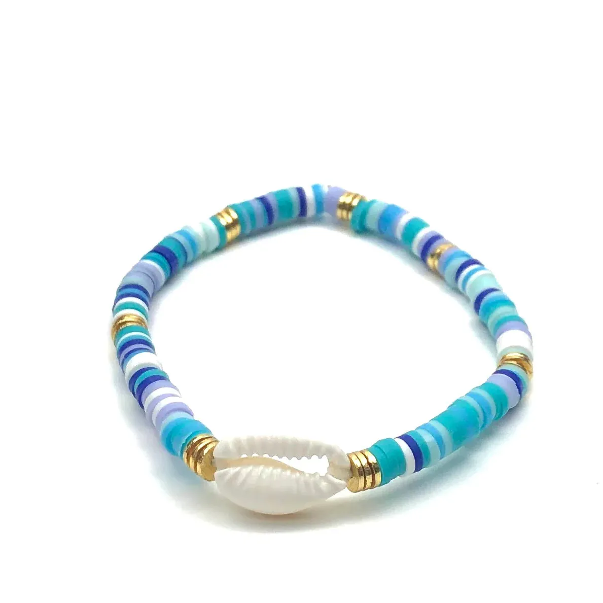 Mini Cowrie Heishi stripe bracelet