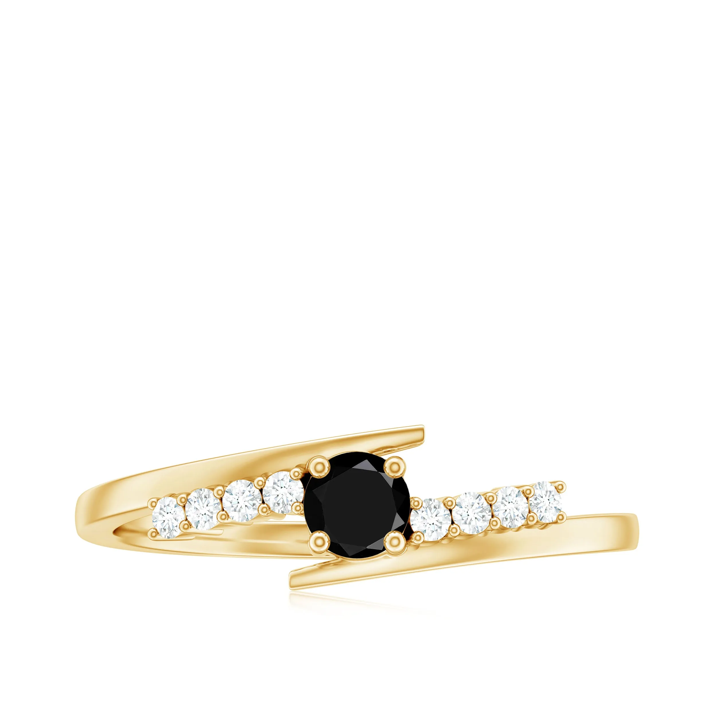 Minimal Lab Created Black Diamond and Diamond Bypass Promise Ring