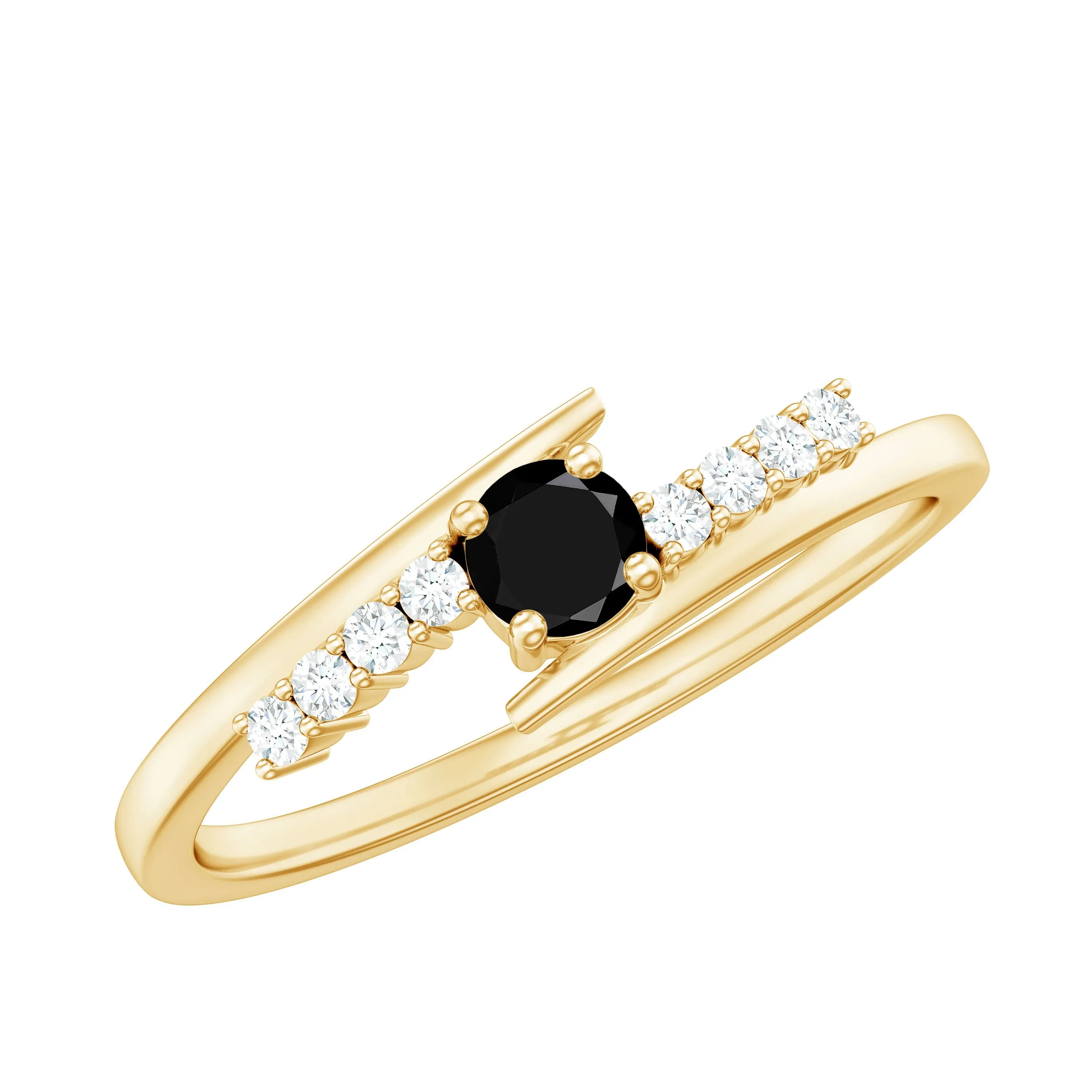 Minimal Lab Created Black Diamond and Diamond Bypass Promise Ring