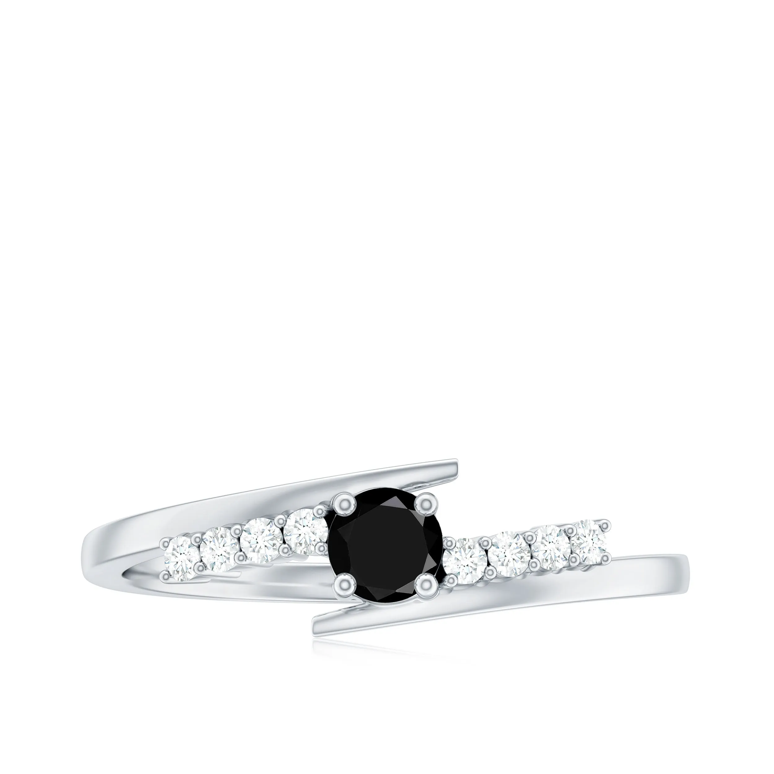 Minimal Lab Created Black Diamond and Diamond Bypass Promise Ring