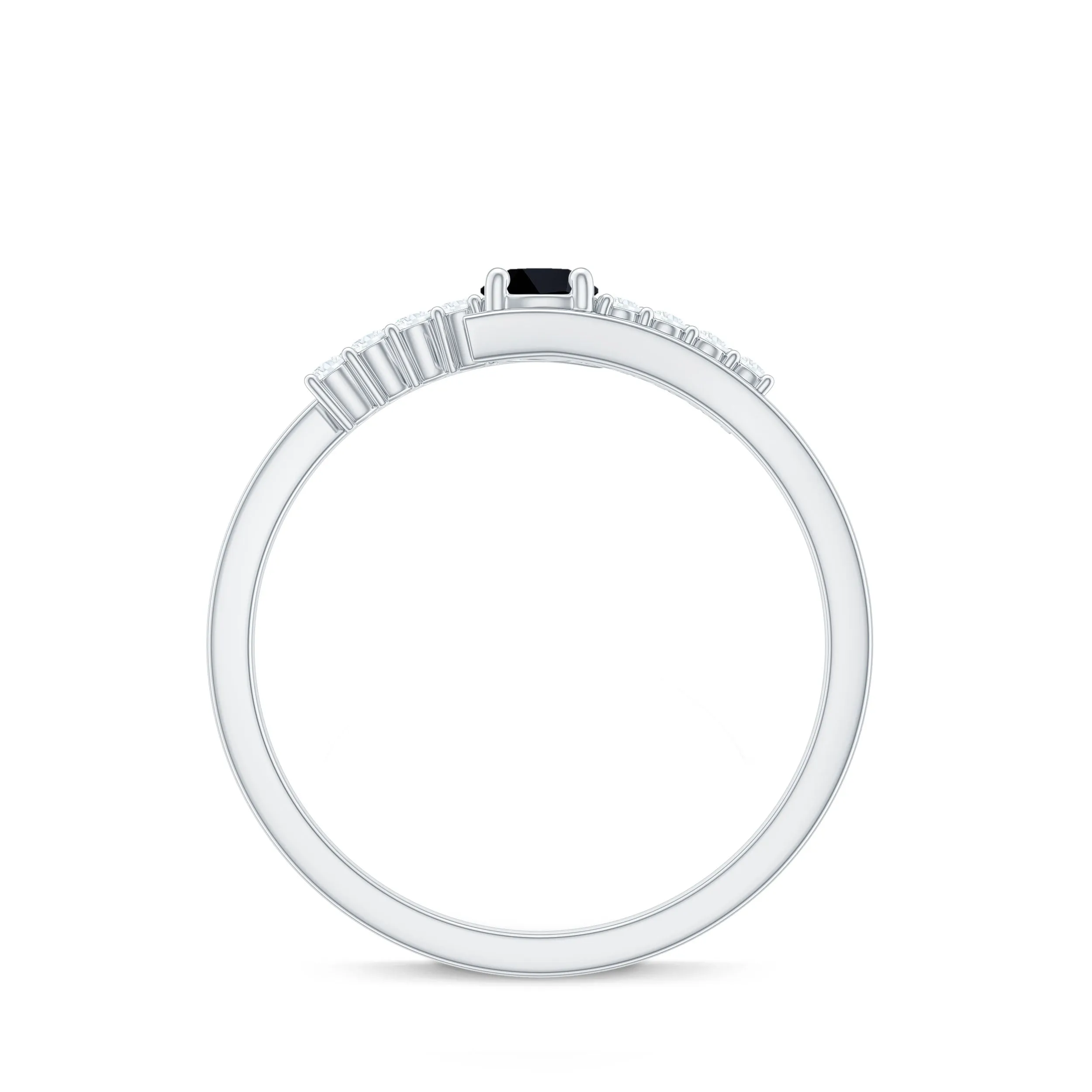 Minimal Lab Created Black Diamond and Diamond Bypass Promise Ring