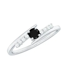 Minimal Lab Created Black Diamond and Diamond Bypass Promise Ring