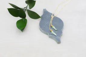 Mint Double Quartz Lariat Necklace
