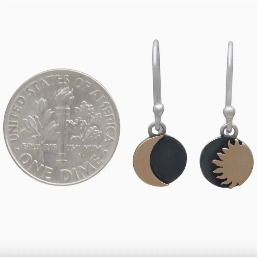 Mixed Metals Sun   Moon Earrings