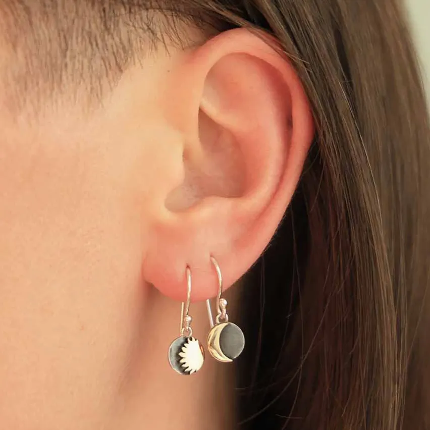 Mixed Metals Sun   Moon Earrings