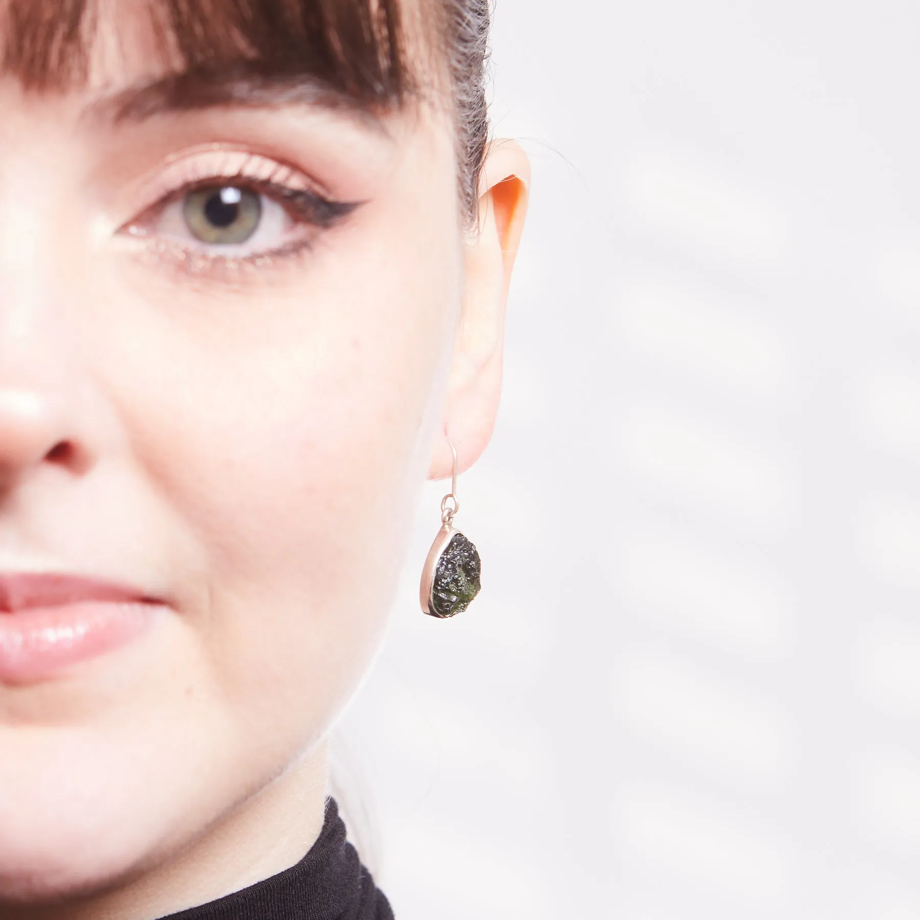 Moldavite Drop Earrings