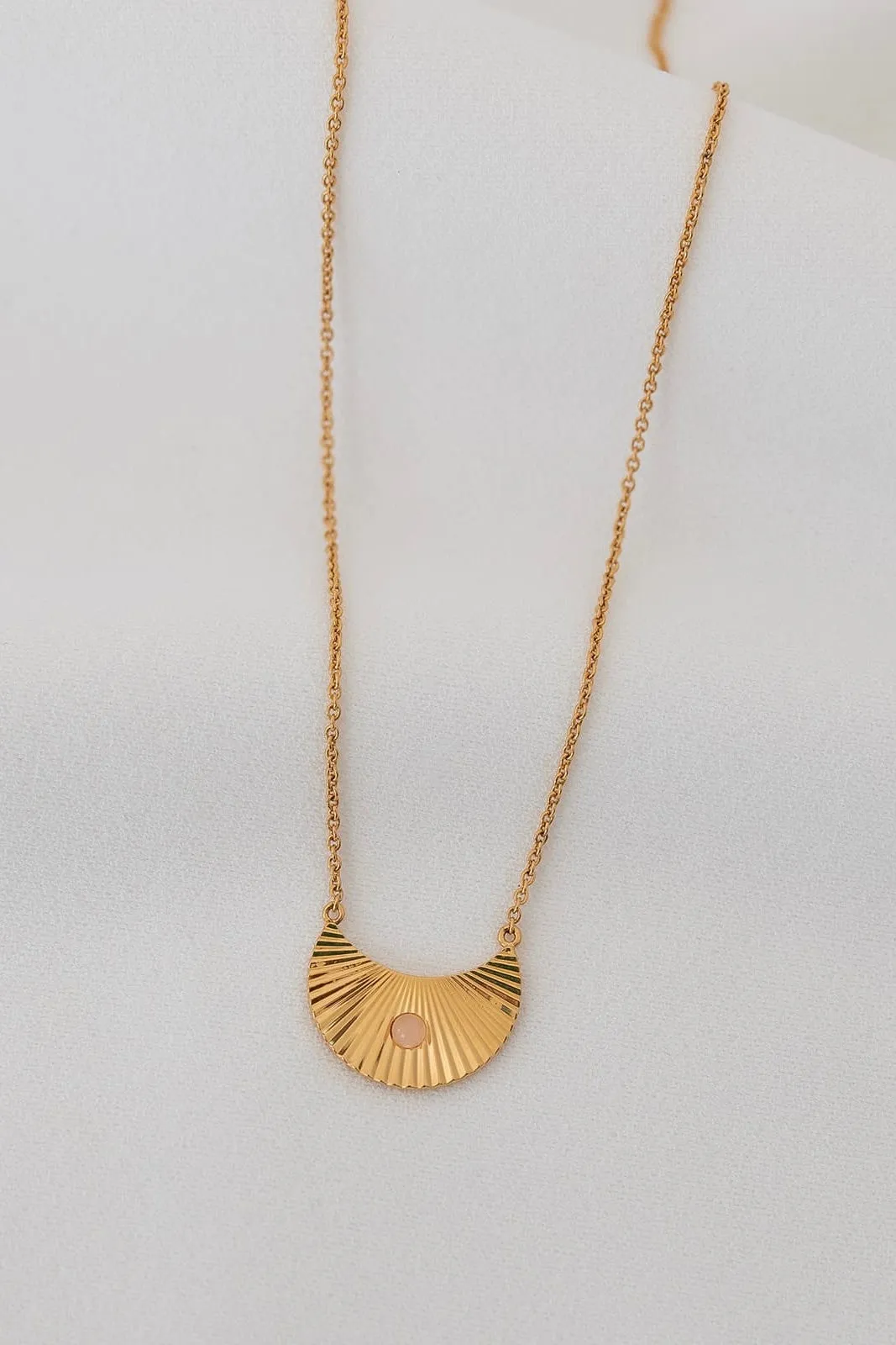 Moonbeams 18k Gold Plate with Blush Pink Stone Necklace