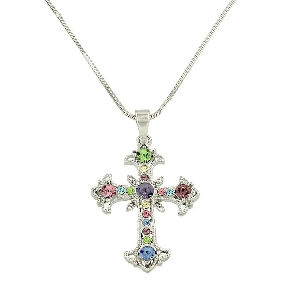 Multicolor Cross Pendant Necklace