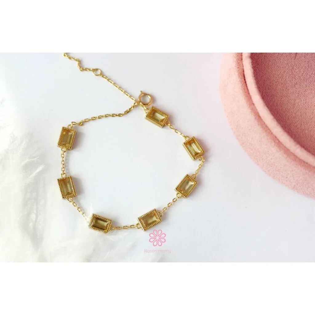 Natural Citrine Bracelet Sterling Silver925 with gold plated.