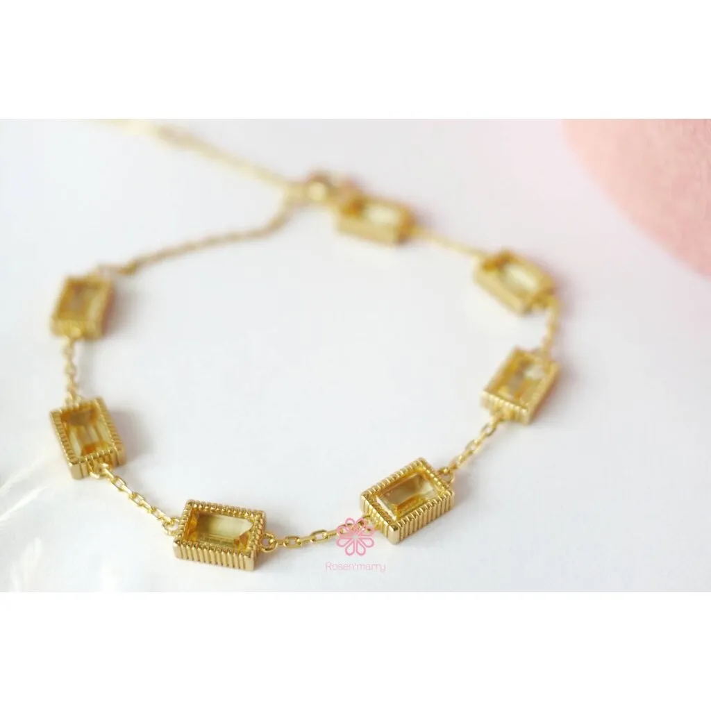 Natural Citrine Bracelet Sterling Silver925 with gold plated.