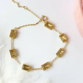 Natural Citrine Bracelet Sterling Silver925 with gold plated.