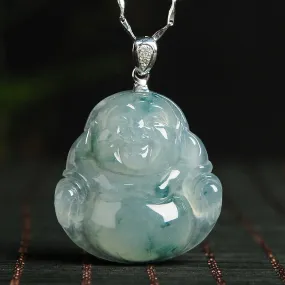 Natural Jade Pendant Jadeite Gold Buddha Pendant PT32