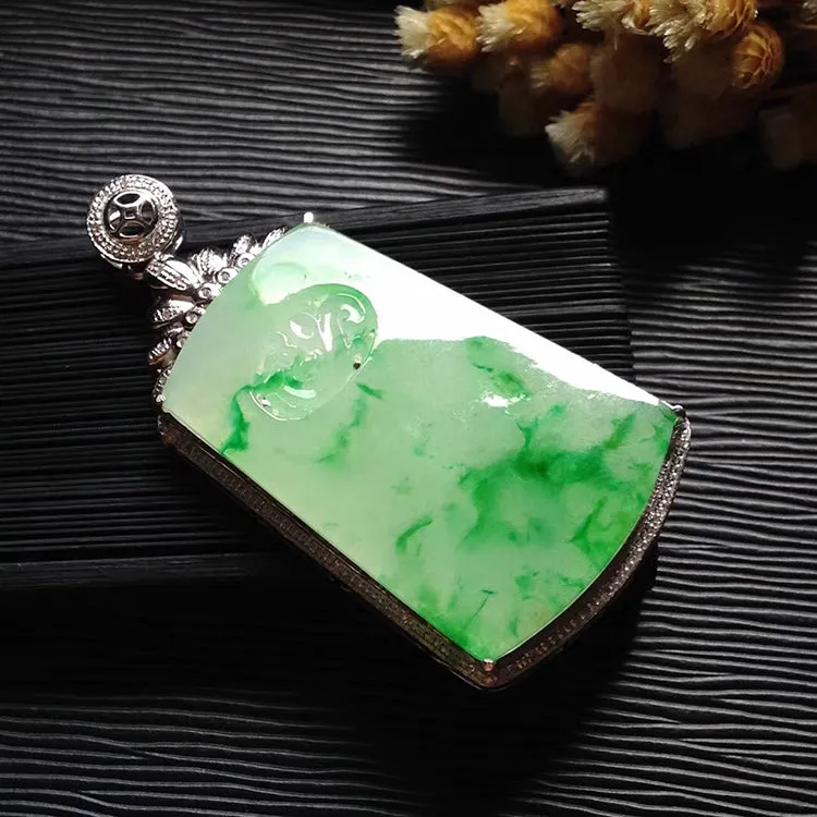 Natural Jade Pendant Jadeite Gold Pendant PT488