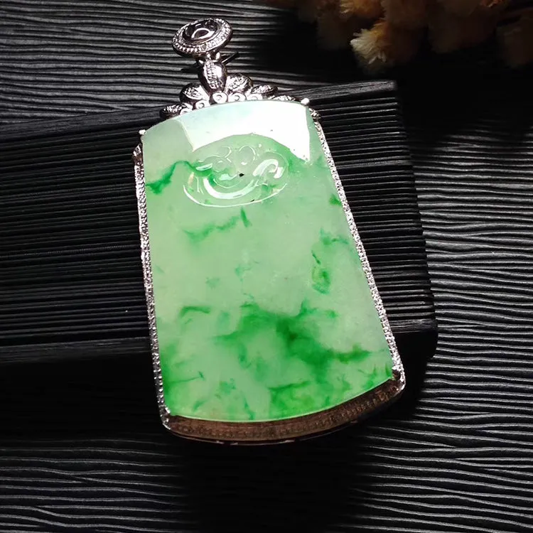 Natural Jade Pendant Jadeite Gold Pendant PT488