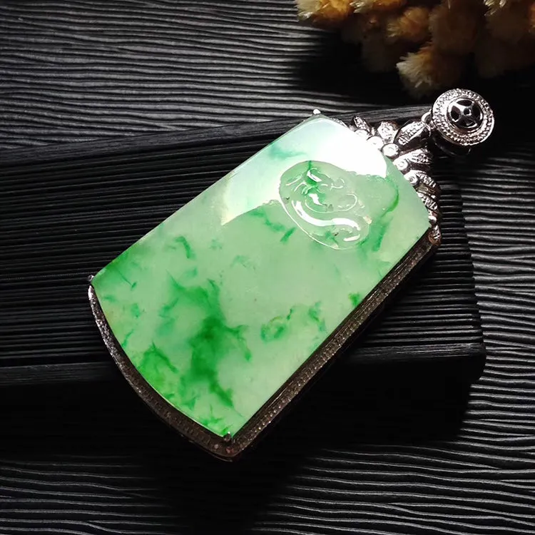 Natural Jade Pendant Jadeite Gold Pendant PT488