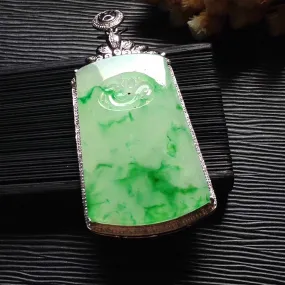 Natural Jade Pendant Jadeite Gold Pendant PT488