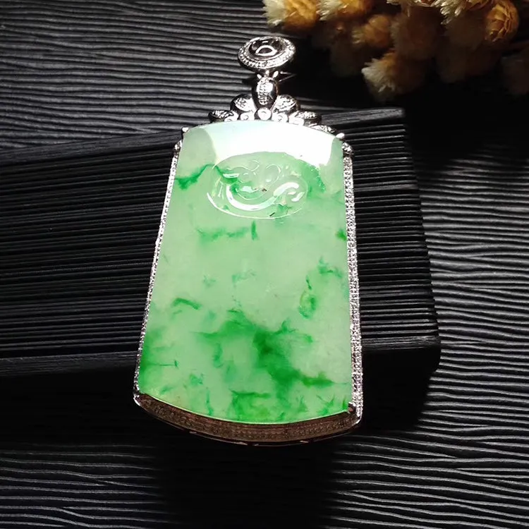 Natural Jade Pendant Jadeite Gold Pendant PT488