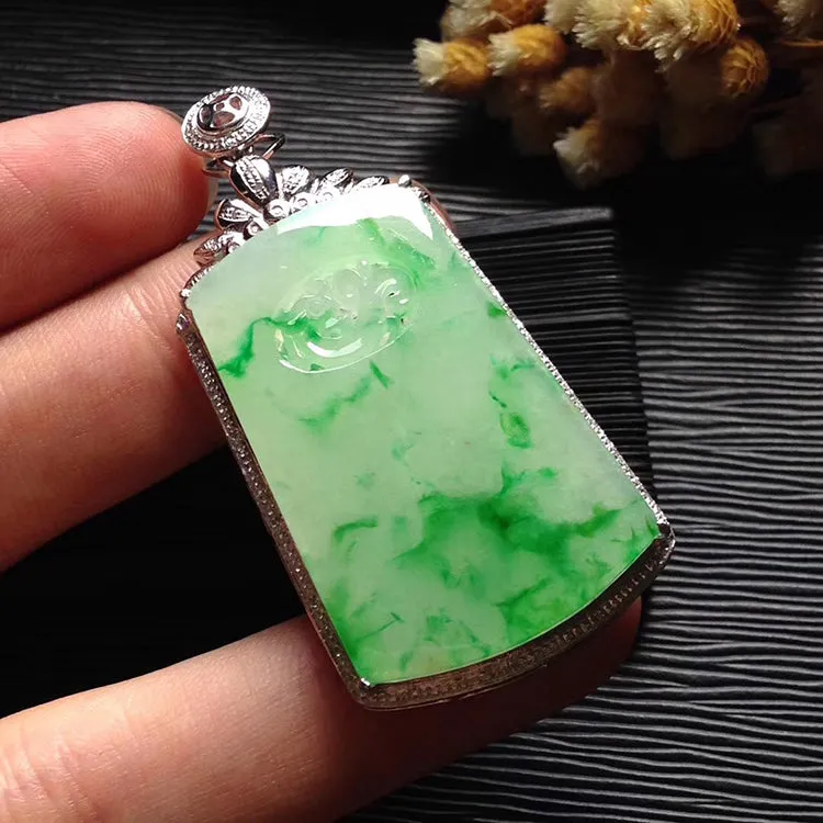 Natural Jade Pendant Jadeite Gold Pendant PT488