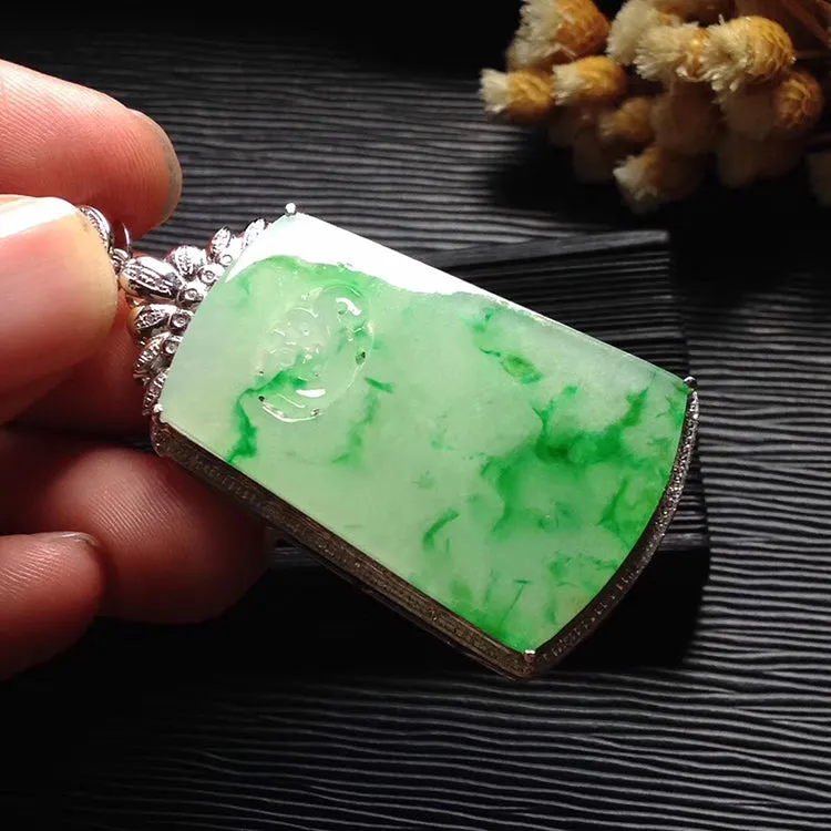 Natural Jade Pendant Jadeite Gold Pendant PT488