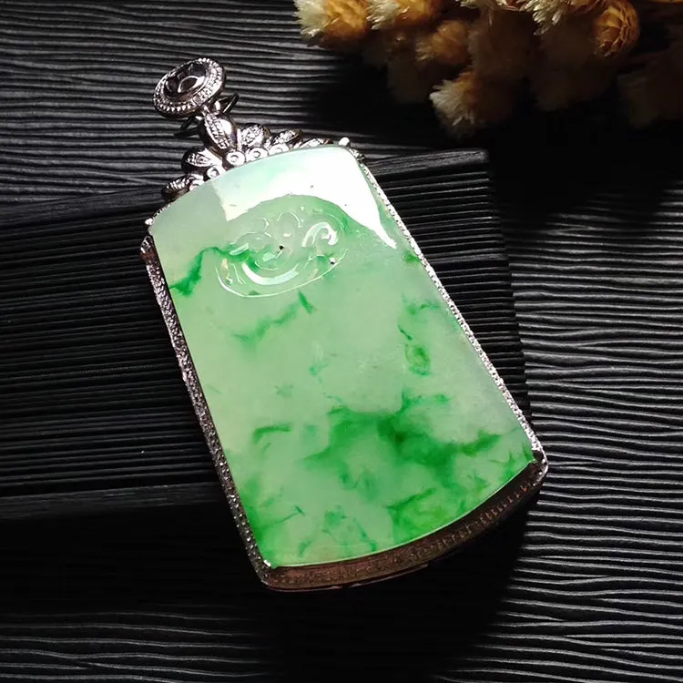 Natural Jade Pendant Jadeite Gold Pendant PT488