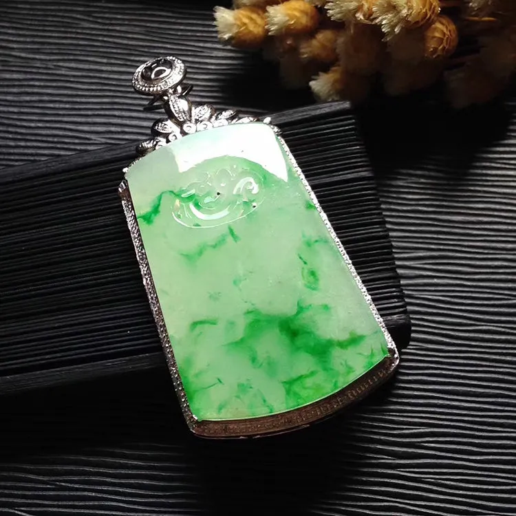 Natural Jade Pendant Jadeite Gold Pendant PT488