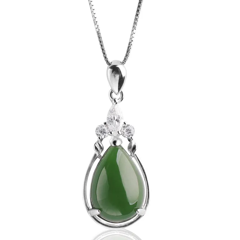 Natural Jade Pendant Nephrite Silver Pendant ZPT183