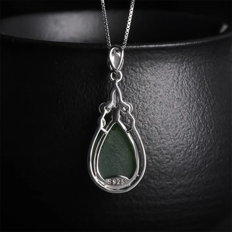 Natural Jade Pendant Nephrite Silver Pendant ZPT183