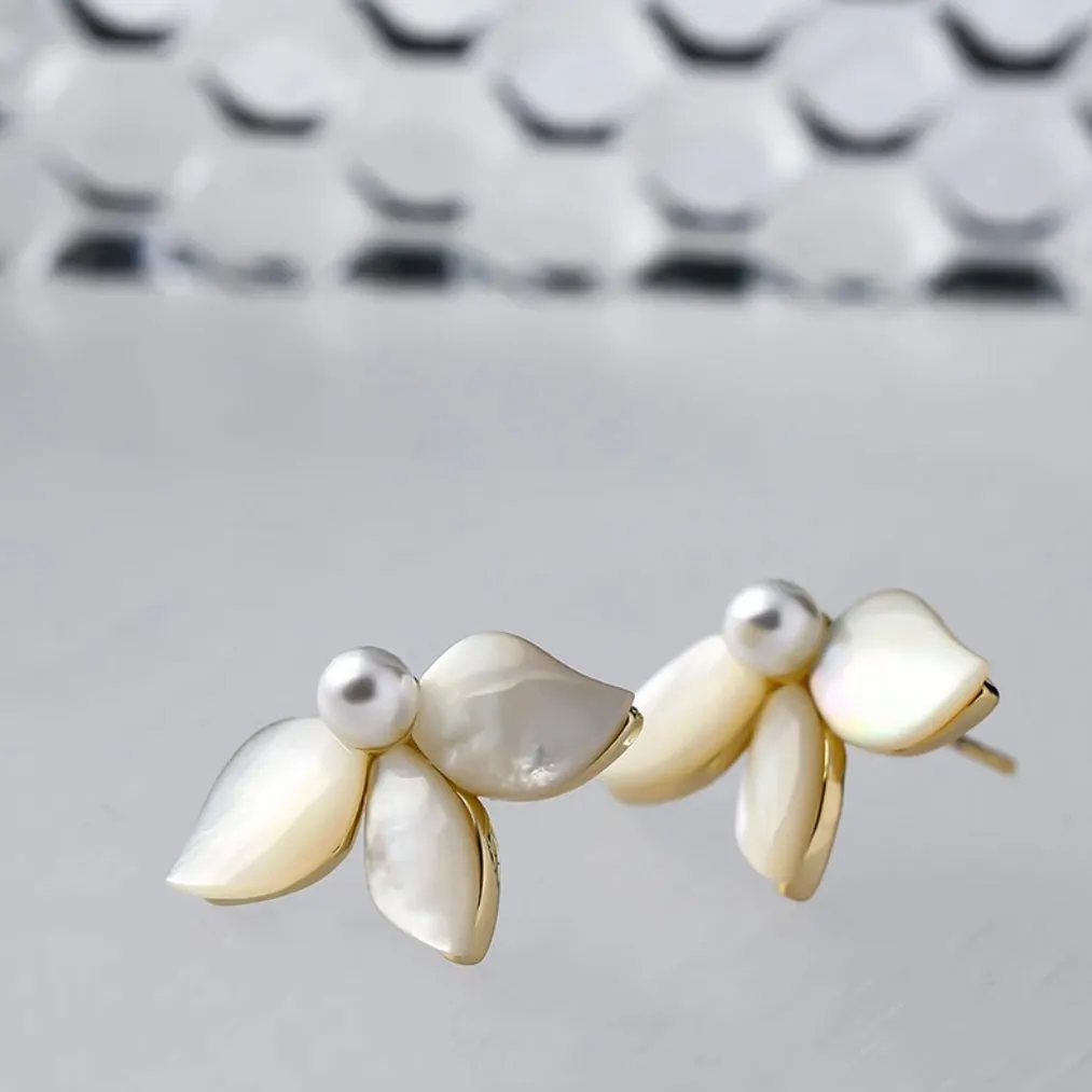 Natural Pearls Petals Stud Earrings