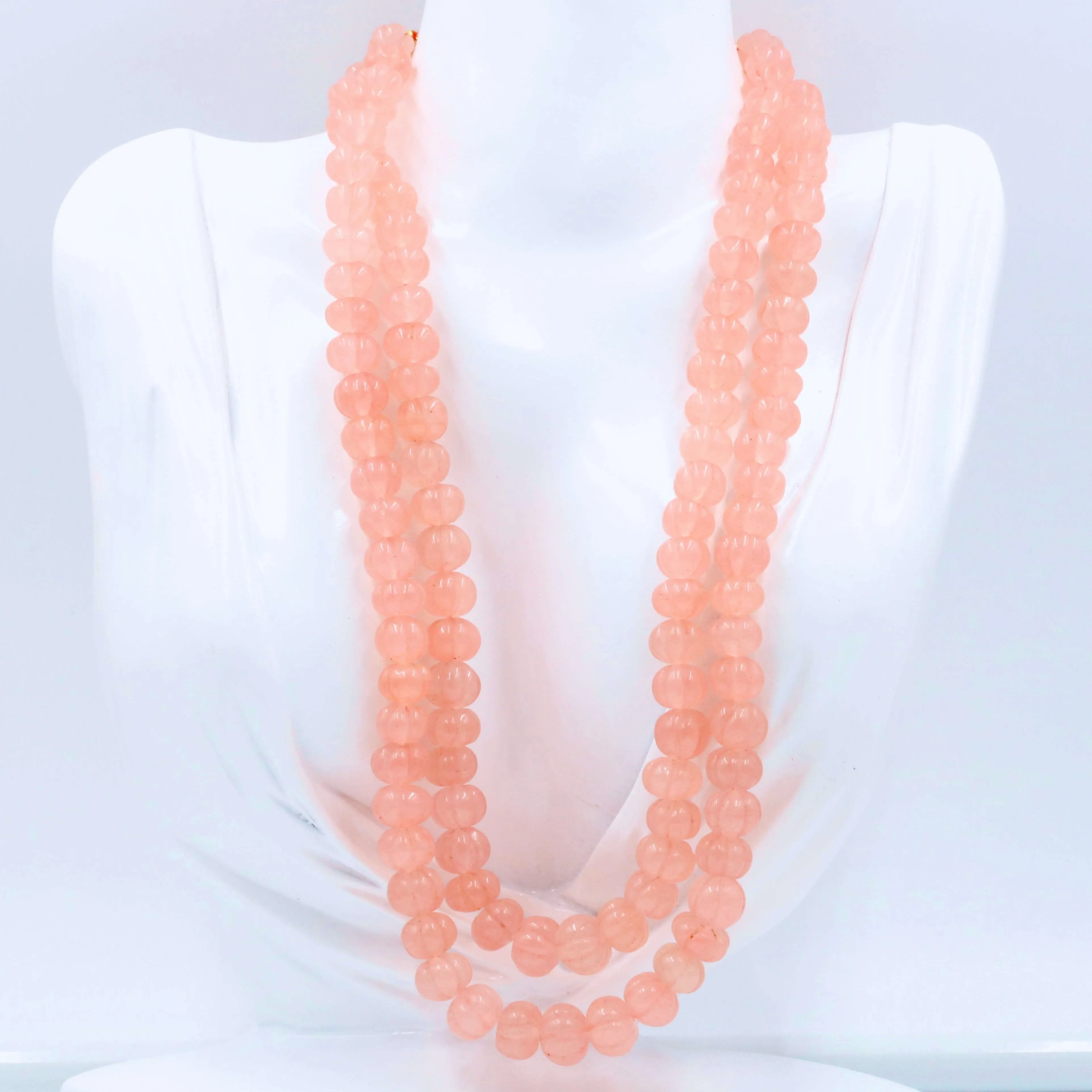 Natural Quartzite Necklace Peach Quartz Necklace Pink Quartz Quartzite Gemstone Beaded Necklace Layered Quartzite Necklace SKU 6142915