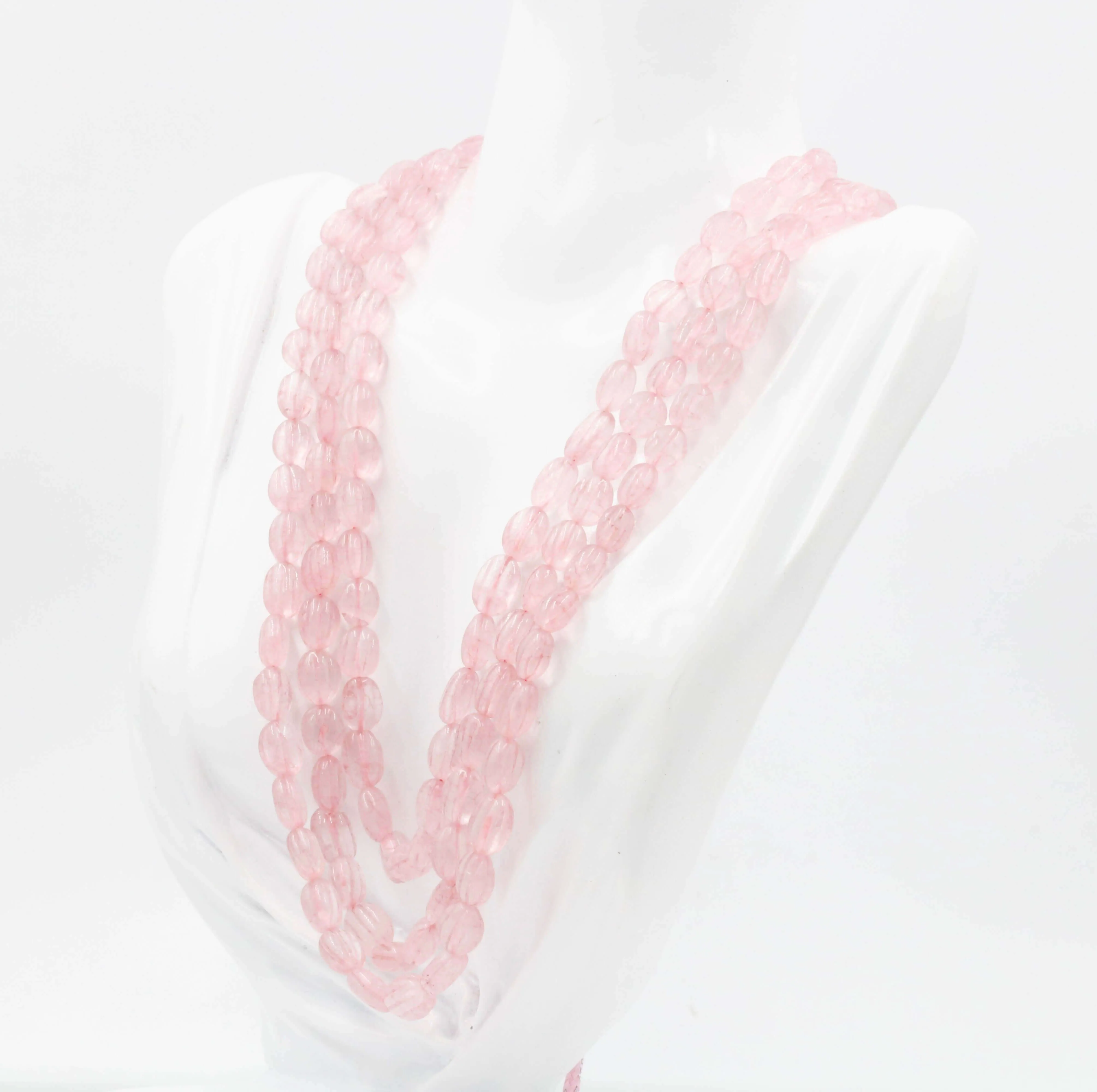 Natural Rose Quartz Necklace Carved Quartz Necklace Genuine Quartz Necklace Pink Beaded Necklace Indian Sarafa Quartz Gemstone SKU: 6143003
