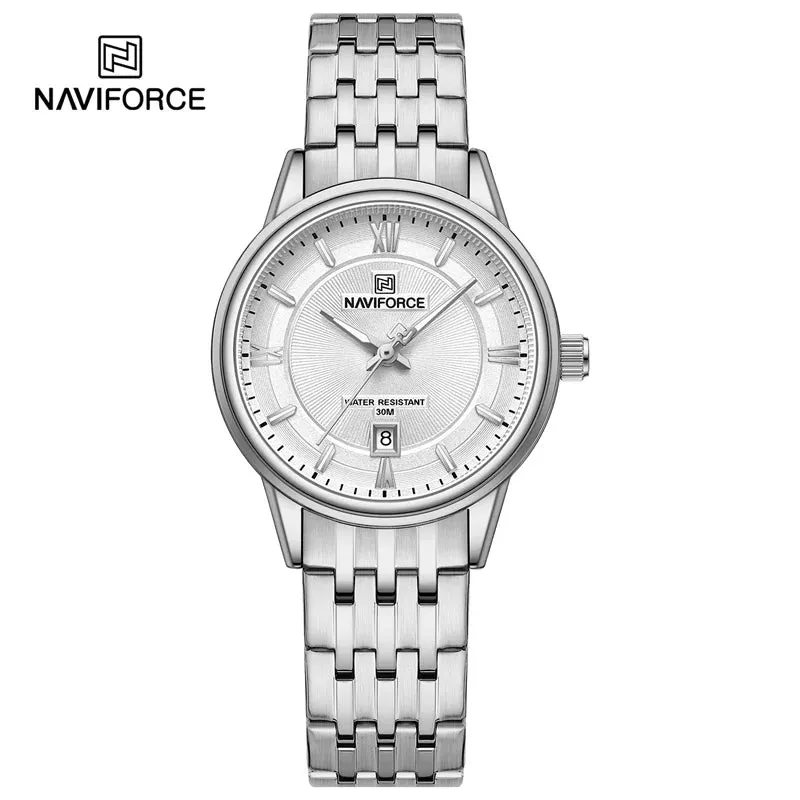NAVIFORCE 8040 Brand Watch For Couple Simple Waterproof Stainless Steel Strap Men Women  Luminous Calendar Quartz Wristwatches