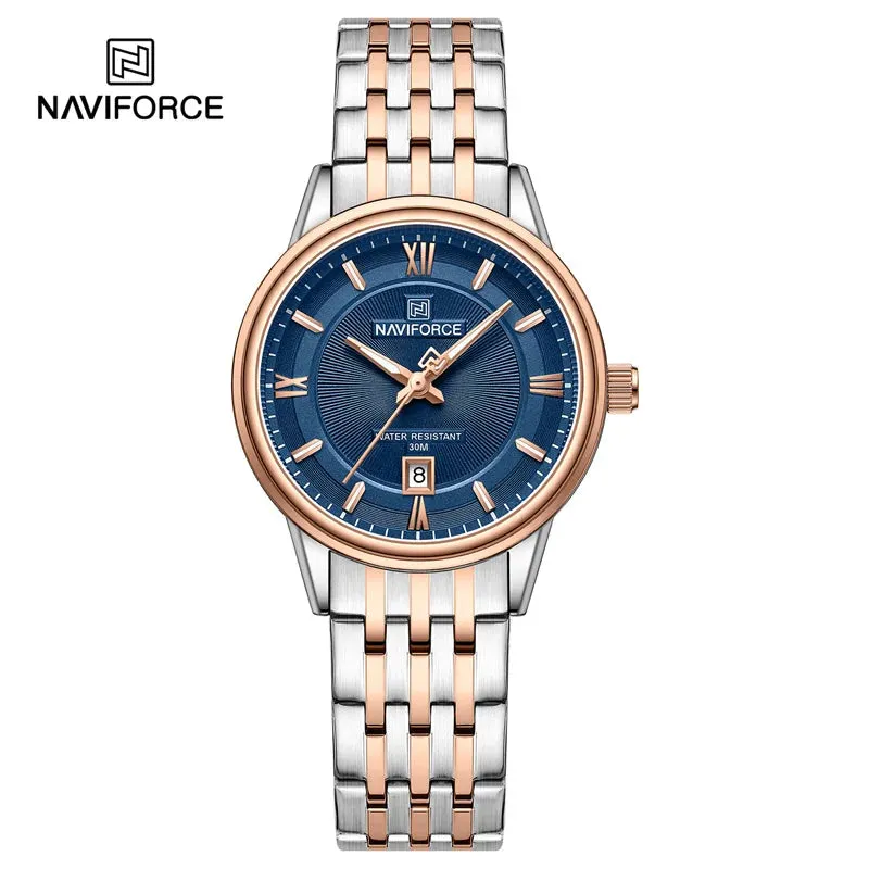 NAVIFORCE 8040 Brand Watch For Couple Simple Waterproof Stainless Steel Strap Men Women  Luminous Calendar Quartz Wristwatches