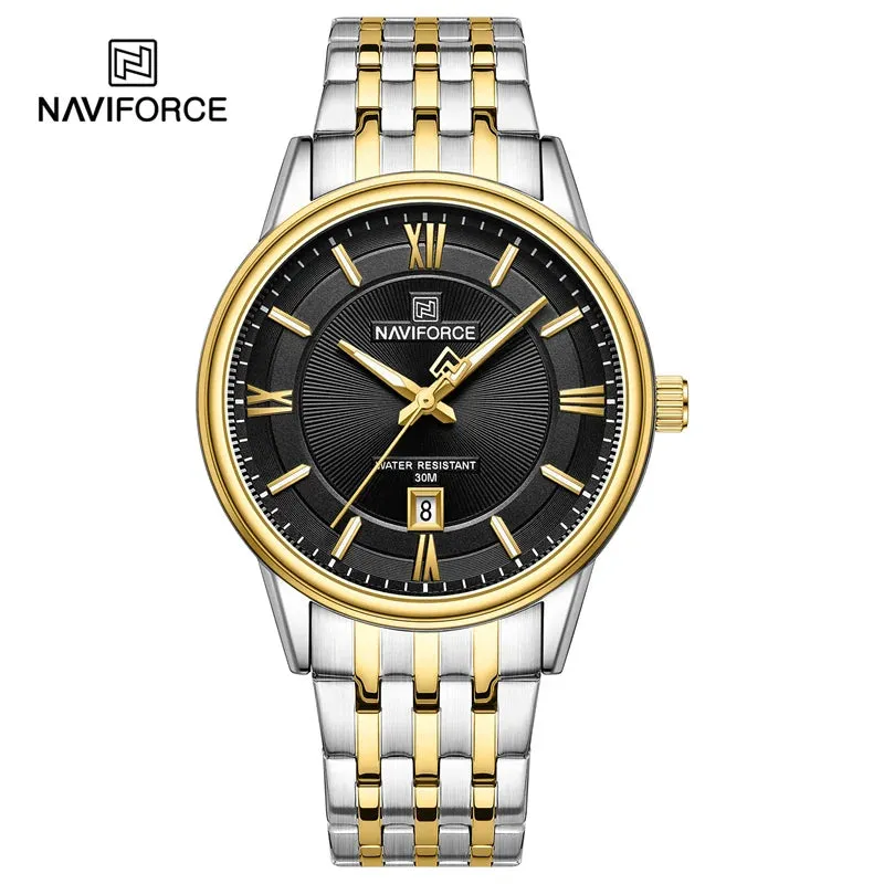 NAVIFORCE 8040 Brand Watch For Couple Simple Waterproof Stainless Steel Strap Men Women  Luminous Calendar Quartz Wristwatches