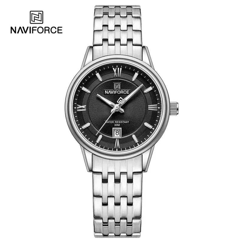 NAVIFORCE 8040 Brand Watch For Couple Simple Waterproof Stainless Steel Strap Men Women  Luminous Calendar Quartz Wristwatches