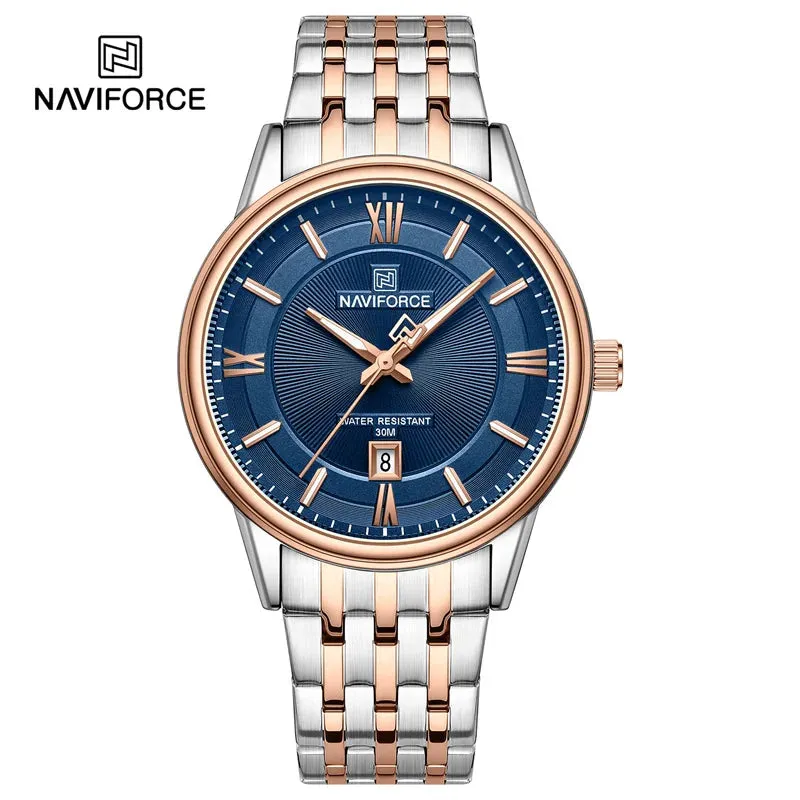 NAVIFORCE 8040 Brand Watch For Couple Simple Waterproof Stainless Steel Strap Men Women  Luminous Calendar Quartz Wristwatches