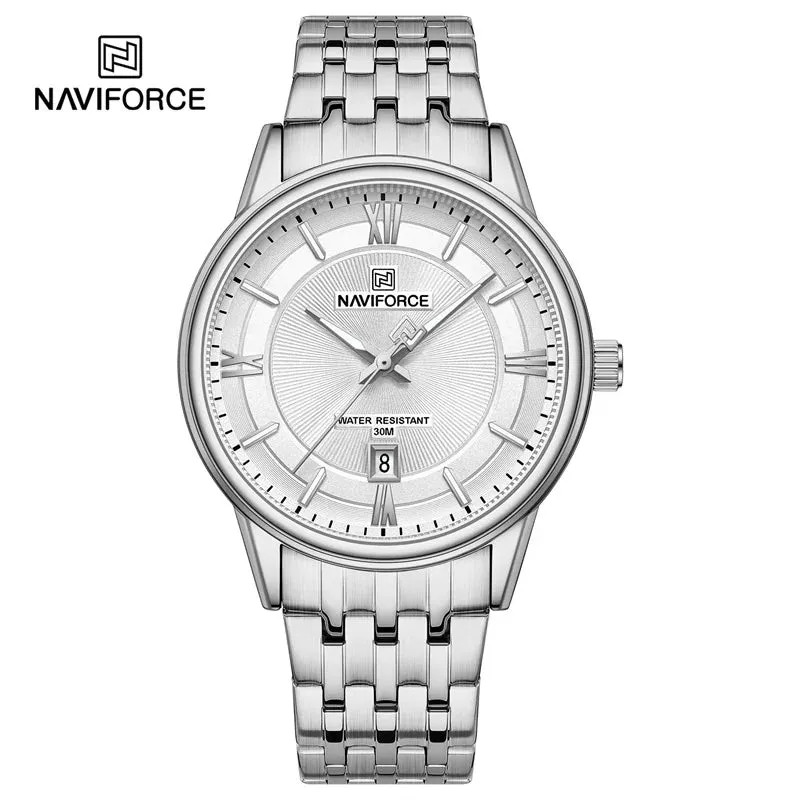 NAVIFORCE 8040 Brand Watch For Couple Simple Waterproof Stainless Steel Strap Men Women  Luminous Calendar Quartz Wristwatches