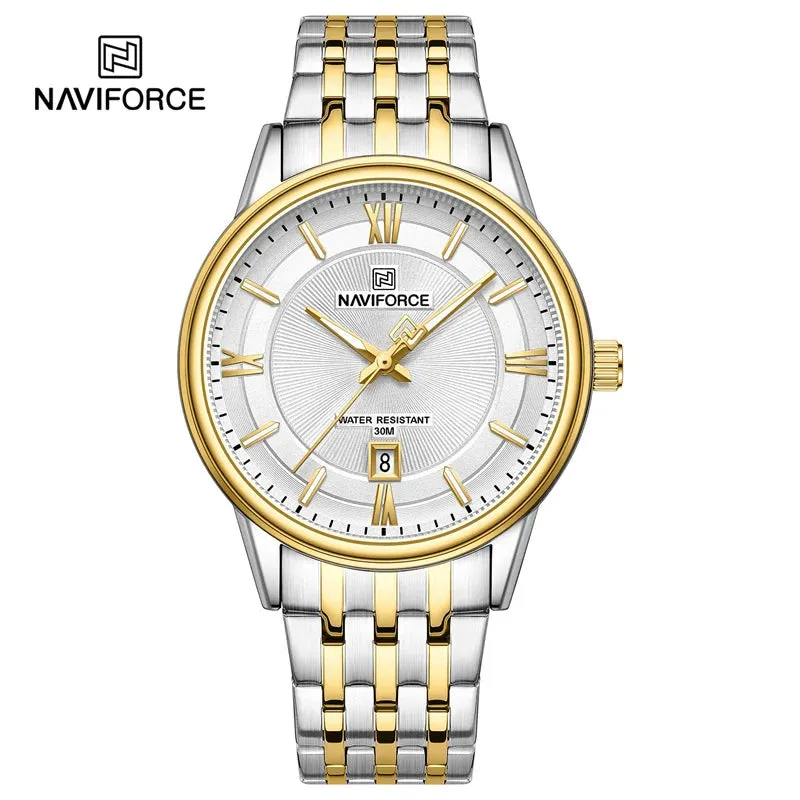 NAVIFORCE 8040 Brand Watch For Couple Simple Waterproof Stainless Steel Strap Men Women  Luminous Calendar Quartz Wristwatches