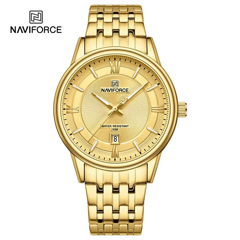 NAVIFORCE 8040 Brand Watch For Couple Simple Waterproof Stainless Steel Strap Men Women  Luminous Calendar Quartz Wristwatches