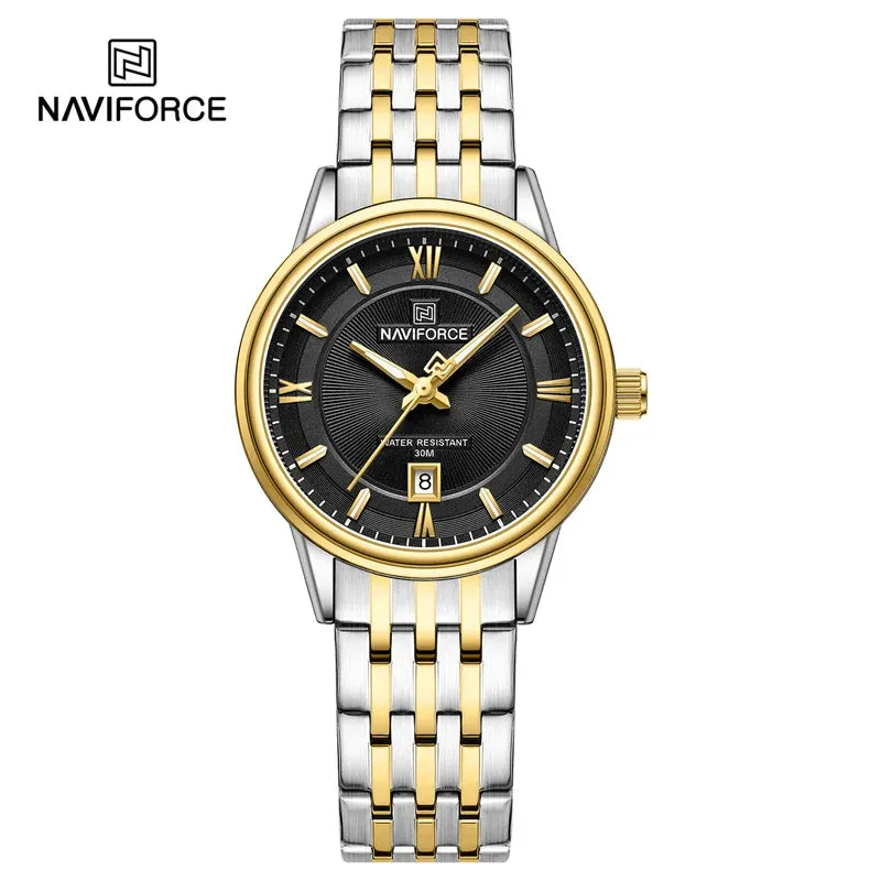 NAVIFORCE 8040 Brand Watch For Couple Simple Waterproof Stainless Steel Strap Men Women  Luminous Calendar Quartz Wristwatches