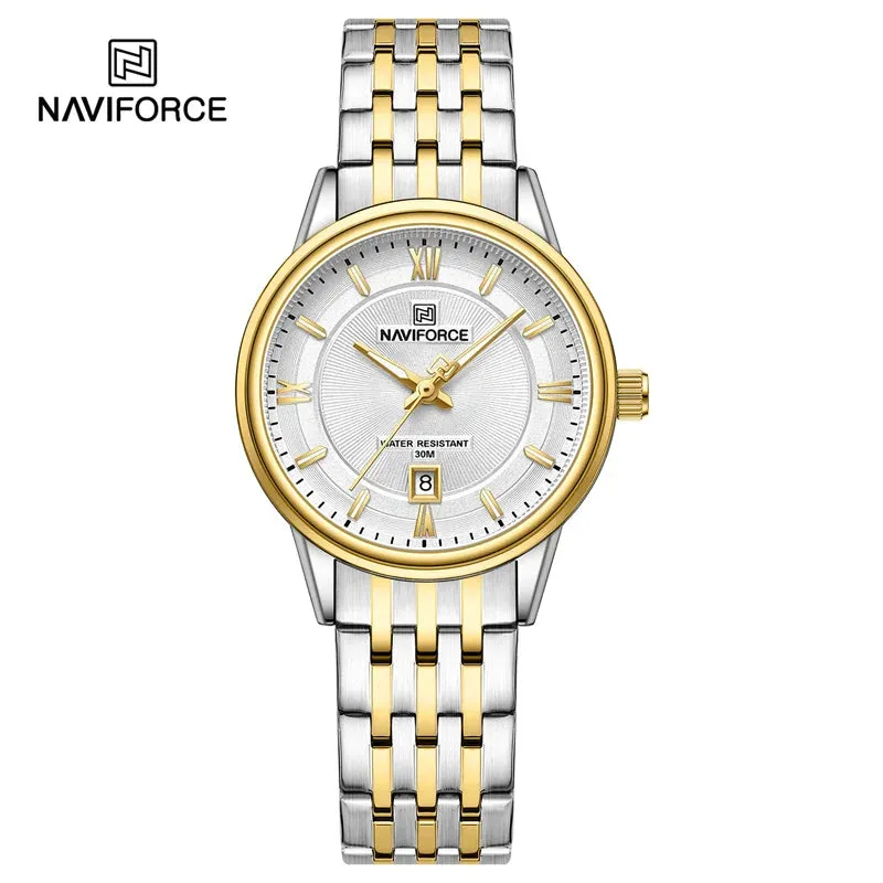 NAVIFORCE 8040 Brand Watch For Couple Simple Waterproof Stainless Steel Strap Men Women  Luminous Calendar Quartz Wristwatches