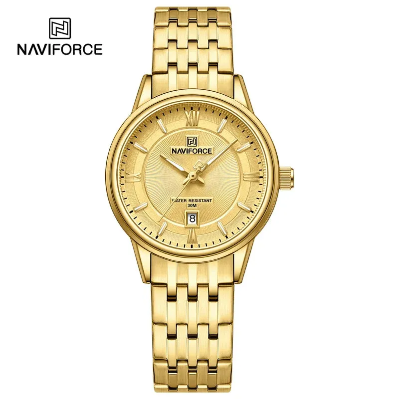 NAVIFORCE 8040 Brand Watch For Couple Simple Waterproof Stainless Steel Strap Men Women  Luminous Calendar Quartz Wristwatches