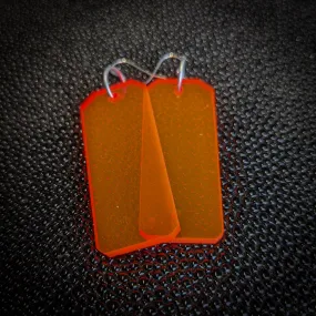 Neon Orange Tag Dangle Earrings