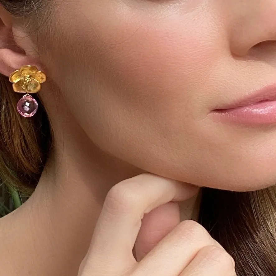 NEW!  Peony Earring-Rose Quartz